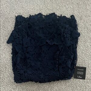 Lulu's Midnight Blue Lace Blouse